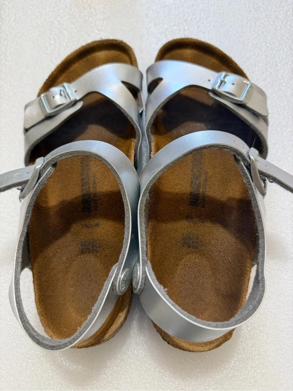Birkenstock Kids Silver Metallic Two-Buckle Sandals